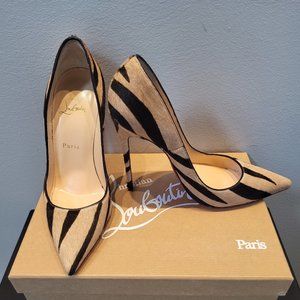 Christian Louboutin "So Kate 120" calf hair zebra print stiletto pumps